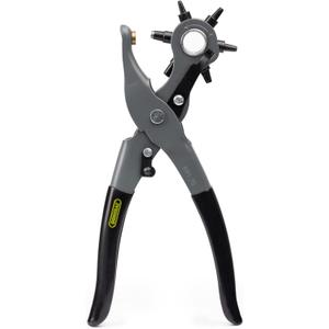 General Tools Leather Hole Punch Tool - 6 Multi-Hole Sizes for Leather, Rubber, & Plastic - Hobbies & Crafts 8.5 inches