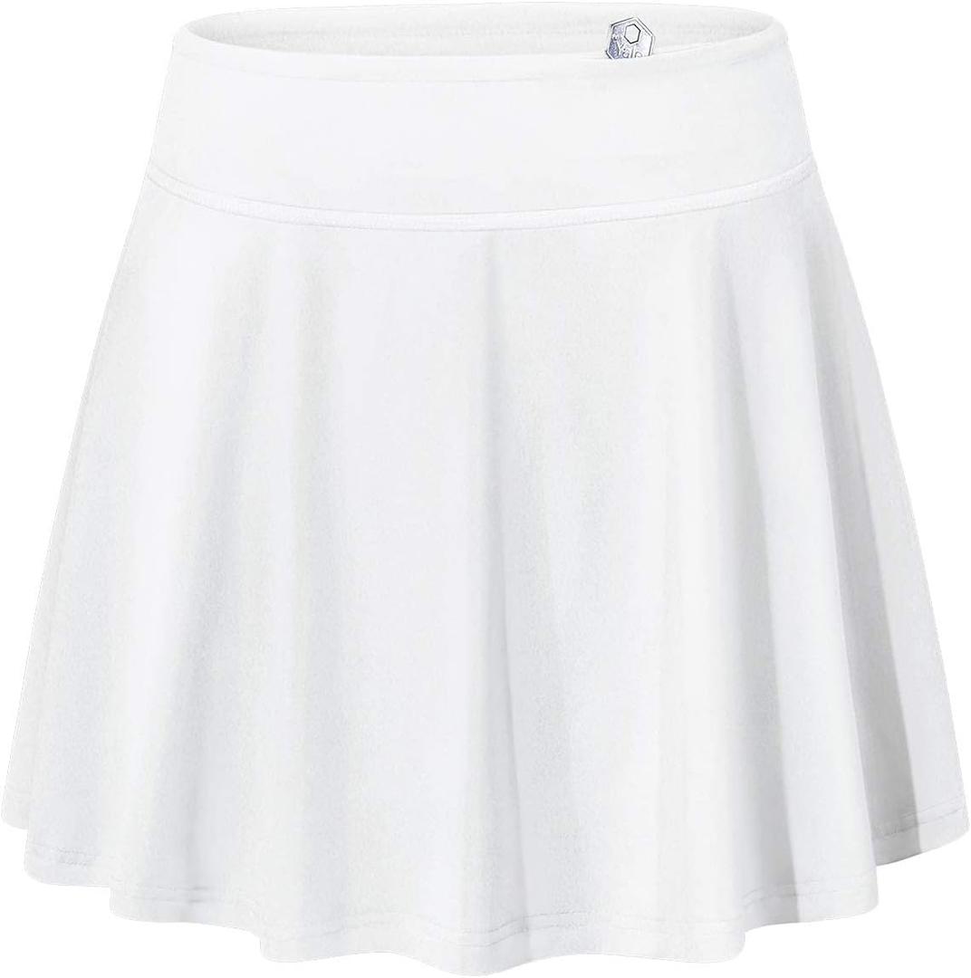 BLEVONH Women's Tennis Skort Active Pleated Skirts with Pocket for Running Golf (Medium, White)