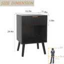 Fultyle Black Fluted Nightstand, Modern Bedside Table with Drawer and Opening Storage, End Side Table Living Room with Solid Wood Legs for Bedroom (Black), 11.8 inches x 15.7 inches x 24.4 inches