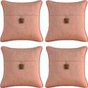 Outdoor Decorative Pillows with Coconut Button Pack of 4, 16" x 16" Outdoor Pillow Set for Couch Bed Throw Patio Sofa, Spectrum Peacock