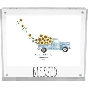 Rae Dunn Acrylic Frame - 5 x 7 Clear Acrylic Picture Frame - Free Standing Acrylic Photo Frame Display for Home, Office, Desk, Table - Modern Decor with Cute Sayings - Gift for Mom, Best Friend