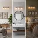 Brushed Nickel Bathroom Vanity Lights 3-Light, Clear Glass Shade