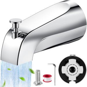 Claywie Universal Bathtub Tub Spout with Diverter, Fits 1/2" Slip-Fit Copper Pipe Connection, Pull Down Bathtub Faucet Spout Replacement, Easy Installation (Chrome)