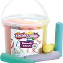 Colorations Washable Sidewalk Chalk in Storage Bucket, 20 Pieces, 8 Assorted Colors, Driveway Chalk for Kids, Oudoor Chalk, Kids Dustless Chalk, Homeschool, Home School Use