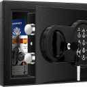 Mitlvge Safe Box with Fireproof Waterproof Bag, Home Safe with Keys & Pass Code & Wall Mount Kits, Money Safe with Smart Alert System for Money, Jewelry, and Documents, 0.5 Cu ft