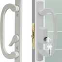 ACEPLANET Offset Position Keyed Sliding Patio Door Handleset with Mortise Lock, 45 Keyway, 3-15/16" H.C., Fits 1-3/8" to 2" Thick Doors, Non-Handed, White Diecast