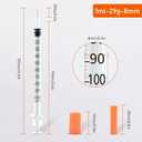 29 Gauge 1cc 5/16 inch Syringe - U 100 1ml Syringe with Needle, Disposable Lab Dispensing Supplies, 100Pack