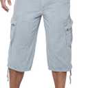 X RAY Men's Belted Long Cargo Shorts for Men, Below Knee Length Mens Cargo Shorts, 3/4 Pants (Big and Tall Shorts for Men) Slate Grey 36