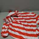 Red and White Striped Shirt Costume Set for Adults with Hat, Socks and Round Glasses, Women's Halloween Party Outfit (X-Large)