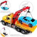 Dwi Dowellin Kids Toys for 3 4 5 6 7 Years Old Boys, 15" Large Tow Truck Toy,Friction Powered Transport Truck Crane Toy with Lights and Sounds,with Roadster,Toddlers Gifts