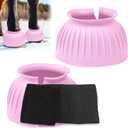 Abbylike Bell Boots for Horses 1 Pair/2 Pair, Protect Against Hoof Impact Trauma, Rubber Bell Boots Horse Care for Turnout, No Rub Design Wrap Hook and Loop (Large, Pink)