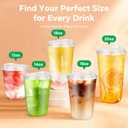 50 Pack 12 oz Round Bottom Plastic Cups with Sip Lids, Strawless To Go Iced Coffee Latte Cups, Disposable Clear Boba Tea Smoothie Cup for Cold Beverage Shops, Party, Picnics, Takeout, Office