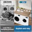 Washer Dryer Countertop with Shelf 27.5" W x 54" L x 12" H Laundry Room Countertop for Washer and Dryer with Edge Rails, Oak