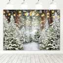Avezano 7x5ft Winter Forest Backdrop Wonderland Snowflake Backdrop Snowy Christmas Tree Photography Background Winter Christmas Holiday Party Decorations Photo Booth Props