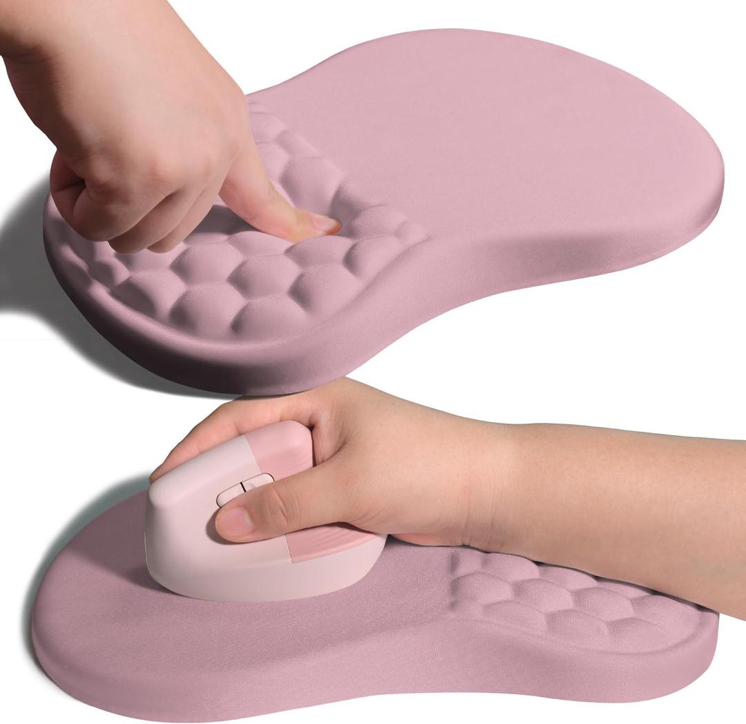 Armanza Ergonomic Joint Wrist Support Mouse Pad with Memory Foam Cushion Massage Bump, Carpal Tunnel Pain Relief Mousepad Slope Design for Wrist Rest, 11.8x7.9 in, Thistle