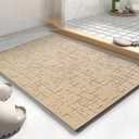 AMOAMI-Bath Mat-Absorbent Quick Dry Bathroom Floor Mats-Washable Rubber Backing Bath Mats for Bathroom Rugs Fit Under Door-Bath Rug for in Front of Sink Bathtub Shower Room, Camel 17''x24''