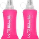 WRELS TPU Soft Flask Lightweight Portable Reusable Water Bottle,BPA Free Collapsible Flask for Hydration Pack in Running Hiking Cycling and Marathon, 150ml/5.07oz-2 Pack-Pink