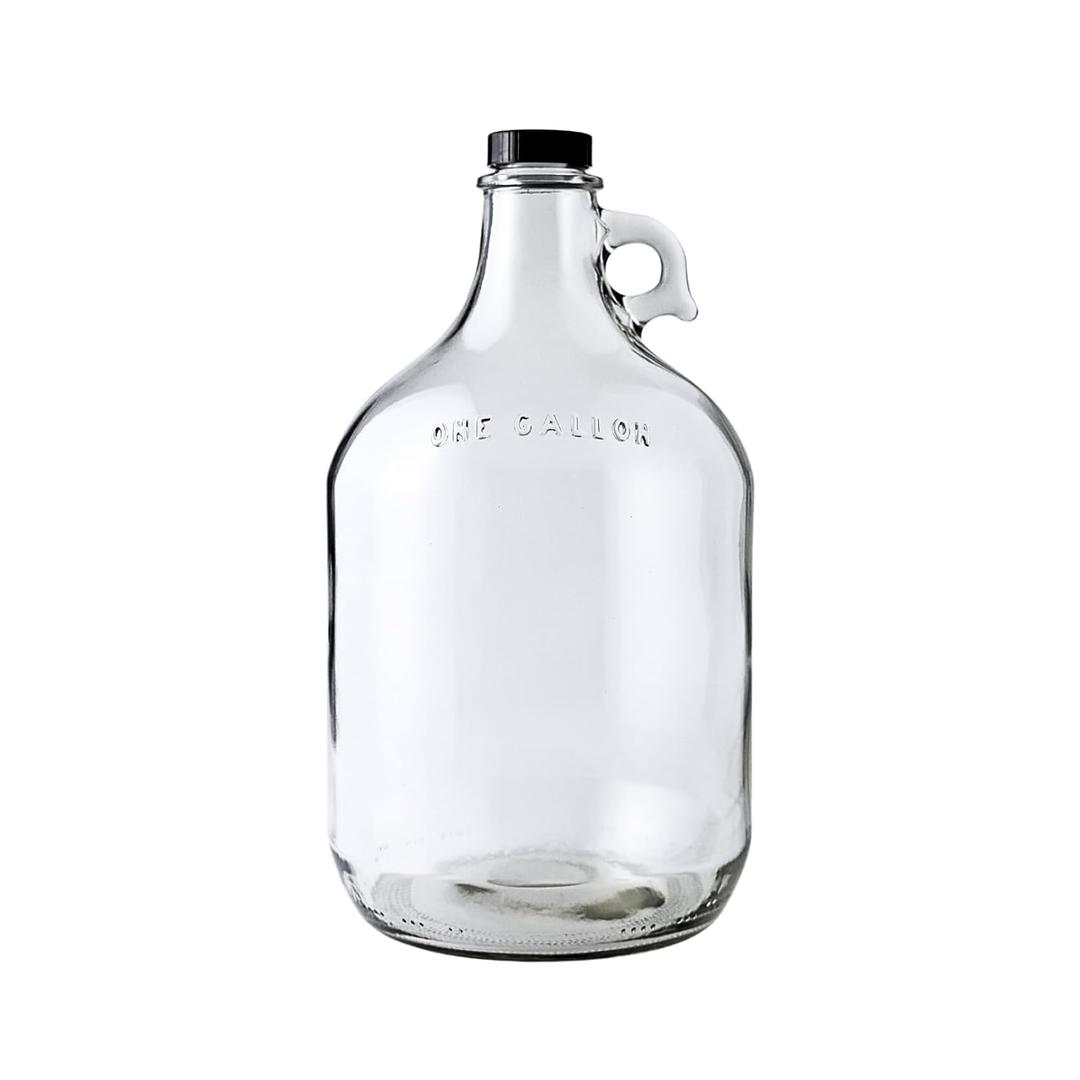 FastRack 70-1SVE-5J2I Glass Water Bottle Includes 38 mm Polyseal Cap, 1 gallon Capacity, Clear