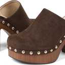 Oiamenne Womens Platform Clogs Mules Chunky High Heeled Sandals Round Toe Slip On Slides Rivet Studded Heels for Women Casual Comfy Shoes (L) SIze 9