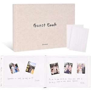 Livresse Wedding Guest Book – Cloth Hardcover Guest Book for Wedding Reception, 160 Pages Polaroid Guestbook with Photo Corners, Elegant Blank Guest Book for Engagement Party and Wedding Theme, Pack of 2