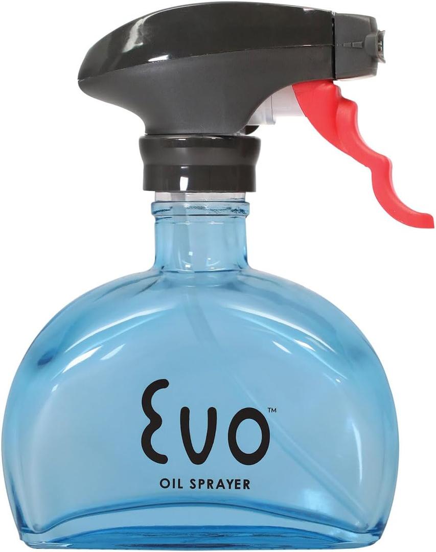 Evo Oil Sprayer Glass, Non-Aerosol for Olive, Cooking Oils, and Vinegars, Blue, 6-Ounce Capacity