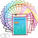 HTVRONT Oversized Dry Erase Pockets - 30 Pack Reusable Sleeves with Rings, Clear Plastic Sheet Protectors for Classrooms, Teachers, Schools, Shops, Ticket Holders