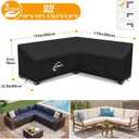 Kipiea Patio V-Shaped Sectional Sofa Cover, 420D Heavy-Duty Oxford Fabric Outdoor Sectional Cover with 6 Windproof Buckles, Anti UV and No Tears, No Fading (115"/115" L x 33.5" D x 31" H) Black