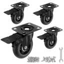 Apllamo 3" Casters Set of 4 4 Heavy Duty Quiet Casters, Max Load 2000LBS. Suitable to do Soft Wheels for cart, Glide Quietly and Protect The Floor, casters Set of 4 Heavy Duty.
