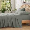 Entisn Pure Cotton Sheets Twin Size Bed Set 3 Pieces, 400 Thread Count Cotton Sheet Set with All Around Elastic for Snug Fit, All Seasons Breathable & Soft Bedding, 16 Inch Deep Pocket, Light Grey