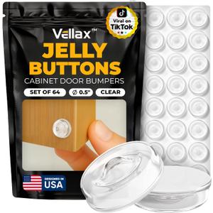 64 Self Adhesive Cabinet Door Bumpers  Sticky Clear Silicone Rubber Pads for Furniture Drawers, Kitchen Cabinets, Decor, Wall Protection  Vellax