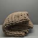Chunky Knit Throw Blanket 60"X 80", 100% Handmade with Soft Chenille Yarn, 6.7lbs Thick Cable Knitted Blankets, Large Rope Knot Crochet Throws for Couch Sofa Bed Home Decor, Taupe 