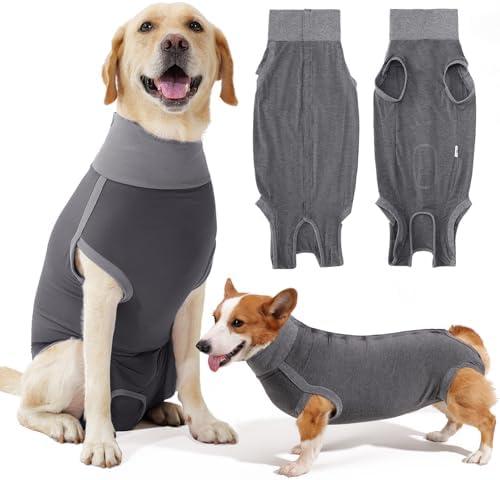 Dotoner Dog Surgery Recovery Suit Dog Suit for Male Female Neuter Anti-Lick Abdominal Wounds Bite Protective Outfit Alternative E-Collar & Cone Breathable Spay Suit for Medium Large Dogs, L