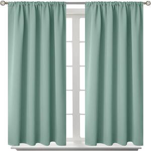 BGment Light Sage Blackout Curtains 40 Inches Length for Bedroom Kitchen - Rod Pocket Thermal Insulated Drapes for Short Window Cafe Decorative Privacy, 42 x 40 Inch, 2 Panels