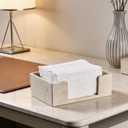 Natural Travertine Textures Bathroom Napkin Holder, Countertop Paper Towel Dispenser for Multifold, C Fold, Trifold, Z Fold - Disposable Hand Towels Organizer, Guest Hand Towels Holder, 10" L x 6" W