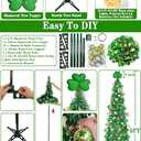 Timer & Shamrock - St Patricks Day Decorations, 5Ft Lighted St Patricks Day Tree with 50 LED Warm Lights 12 Balls Ornaments Battery Operated Pop Up Tinsel Collapsible Tree for Home Porch Office Party