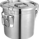 304 Stainless Steel Airtight Canister for Kitchen, 3.2Gal Canisters Container with Lids and Sturdy Locking Clamp,Bucket Food Storage Containers Airtight for Flour Coffee Bean Tea (12L)