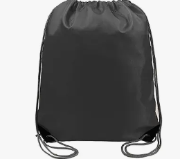 Large Black Velcro Drawstring Bag With Buckle And Clear Bottom Zipper