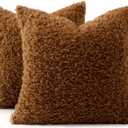 MIULEE Pack of 2 Throw Pillow Covers 20x20 Inch Bronze Faux Fur Decorative Sherpa Pillow Covers Fuzzy Accent Soft Sheepskin Fleece Cushion Cases for Boho Home Decor Couch Living Room Bed