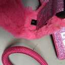 Service Dog Collar, Leash & Wrap Set Pink Sparkly Minky Adjustable for Medium & Large Dogs Durable Statement Design for Dogs that Stand Out (S: 15-17")