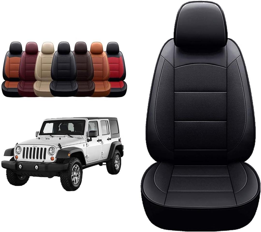 OASIS AUTO Custom Fit Seat Covers Compatible with Jeep Wrangler JK 4-Door Unlimited (2013-2017) - Waterproof Faux Leather Full Set, Interior Accessories (Black)
