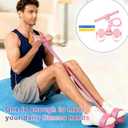 Pedal Resistance Band with Handle,Upgrade 6-Tube Detachable Yoga Bands,Multi-Functional Resistance Band Fitness Equipment, for Full Body Stretching, Shaping and Fat Reduction Training (pink)