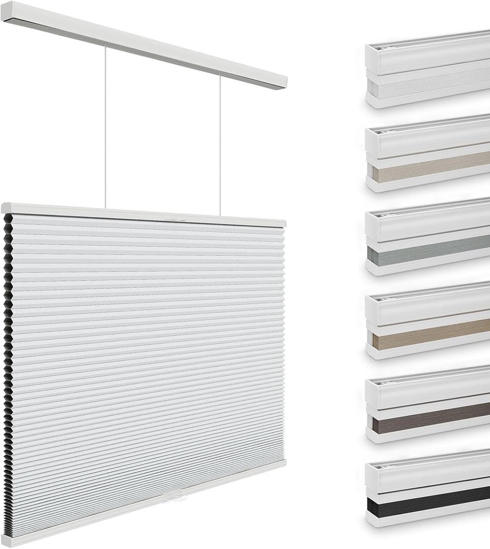 Changshade Top Down Bottom Up Blackout Cellular Shades, Cordless Honeycomb Blinds for Windows, 100% Light Blocking & Total Privacy for Day Sleepers, 27" W*50" H,White