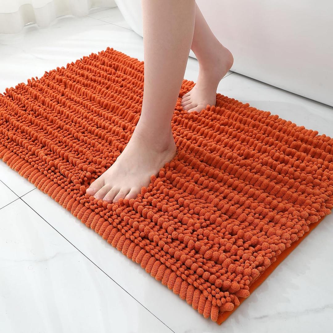 FLOLEOPA Soft Plush Microfiber Bathroom Rugs, Absorbent Bath Rugs Non Skid Machine Wash Dry Bath Mats for Tub, Shower and Bath Room Floor Mats (Burnt Orange, 20x32 inches)
