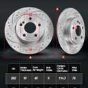 Rear Rotors Compatible with Forte [ 2014-2022 ] Brake Rotor Kit | 10.3'' Drilled and Slotted Disc Brake Rotor and Ceramic Brake Pads Brake Rotor Kit, Replacement 262mm Rotors Brake Kit