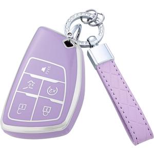 Key Fob Cover with Keychain for 2022 2023 2024 Silverado 1500 for GMC Sierra 1500 2500HD 3500HD Silicone Envision (5-Purple)
