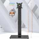 Single Monitor Stand Freestanding 27-43 Inch Monitor Arm Curved Screen Monitor Mount Tempered Glass Base Adjustable Motion Tilt -15 to 10 Swivel 45 Rotation 360 Weight Capacity 77lbs HT05B-003