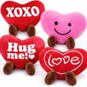 ArtCreativity Set of 4 Small Valentines Plush Hearts - Cute Love Heart Plush Toys in Assorted Designs - Stuffed Love Heart Toy Set - Decorations and Valentines Gifts for Kids, Girlfriend, Wife