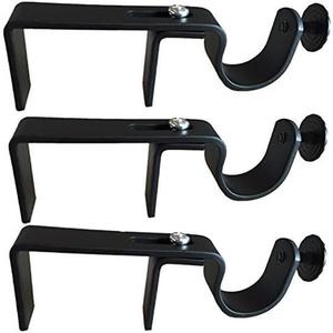 NoNo Bracket - Outside Mounted Blinds No Drill Curtain Rod Bracket Attachment Set of 3 (Black) No Drill Curtain Bracket