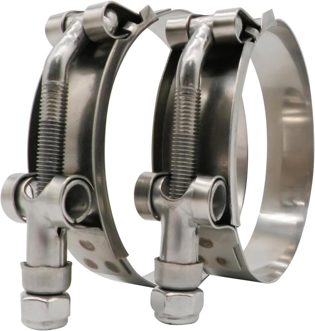 3.25" T Bolt Hose Clamp Stainless Steel - Working Range 89mm - 97mm for 3.25" I.D. Hose with 3mm - 6mm Wall Thickness, Roadformer T-bolt Clamp Featured to Provide Reliable Sealing Force, 2 Pack