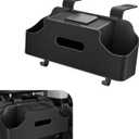 SLIMI 1 PC Car Backseat Organizer, 3 in 1 Multifunctional Double Cup Holder Tissue Box with 2 Hooks, Universal Car Seat Back Organizer, for Most Cars (Black)